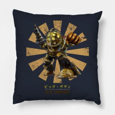 Big Daddy Retro Japanese Bioshock Throw Pillow Official Bioshock Merch