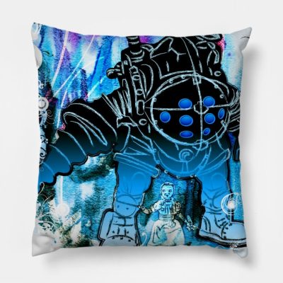 Bioshock Big Brother And Little Sister Throw Pillow Official Bioshock Merch