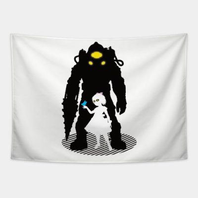 Bioshock Big Daddy Watching Little Sister Tapestry Official Bioshock Merch