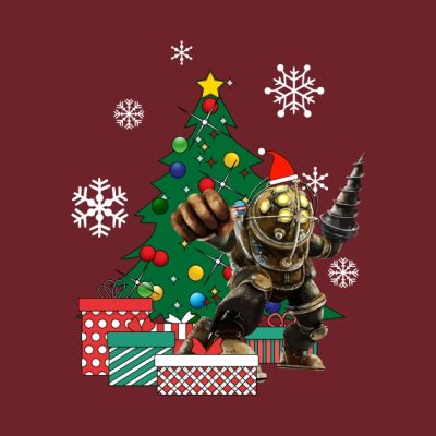 Big Daddy Bioshock Around The Christmas Tree Tapestry Official Bioshock Merch