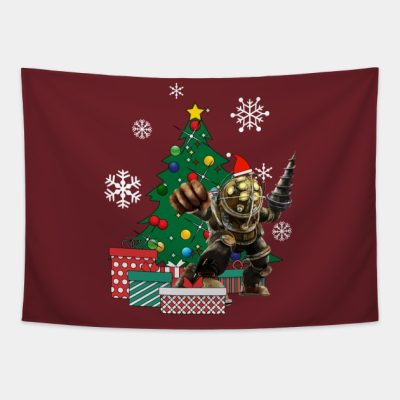 Big Daddy Bioshock Around The Christmas Tree Tapestry Official Bioshock Merch