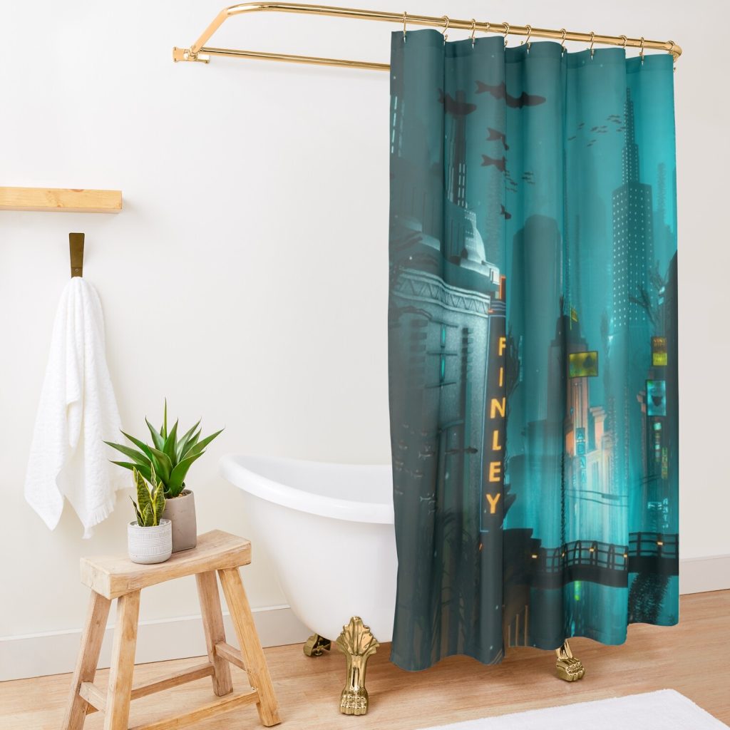 Bioshock Drowned City Shower Curtain Official Bioshock Merch